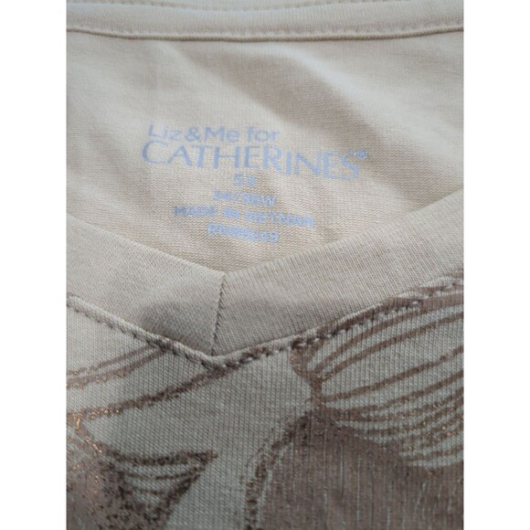 Beige Flower Pull-On Tunic. Liz And Me.From Catherines Size 5X  34W 36W See Pic - Picture 6 of 11